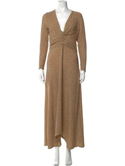 Pre-owned Ba&sh V-neck Long Dress In Neutral