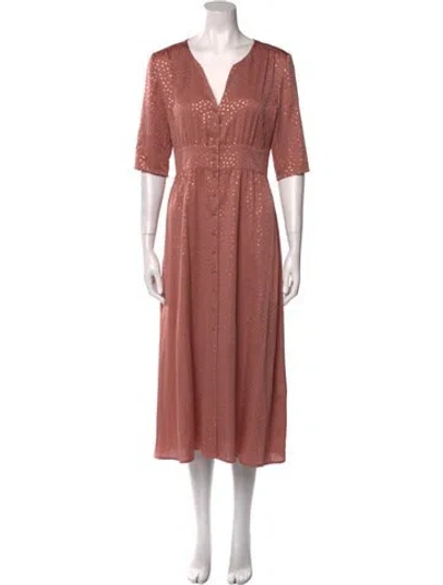 Pre-owned Ba&sh V-neck Long Dress In Pink
