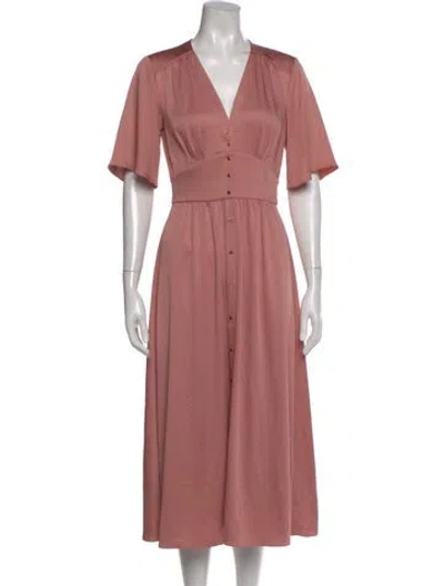 Pre-owned Ba&sh V-neck Long Dress In Pink
