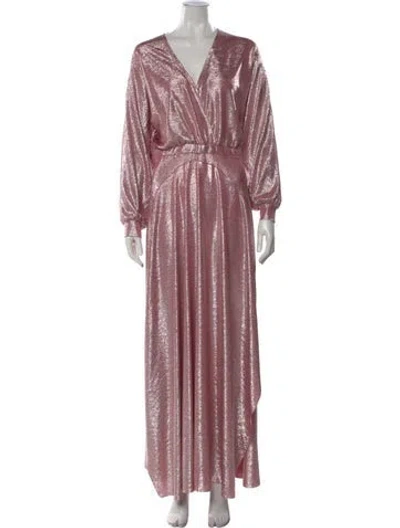 Pre-owned Ba&sh V-neck Long Dress In Pink