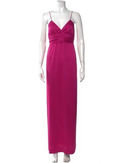 Pre-owned Ba&sh V-neck Long Dress In Pink
