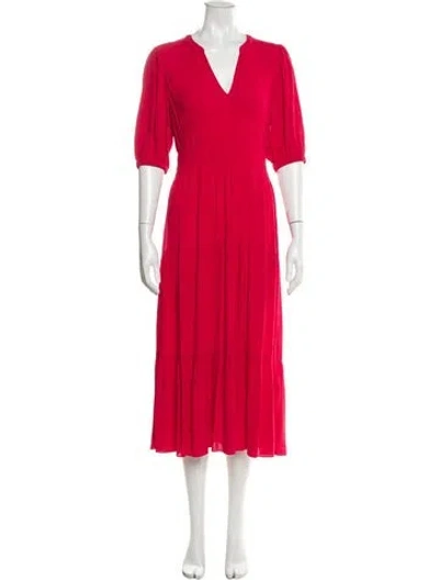 Pre-owned Ba&sh V-neck Long Dress In Red