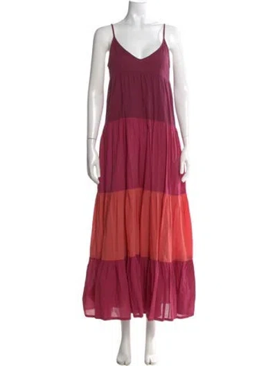 Pre-owned Ba&sh V-neck Long Dress In Red