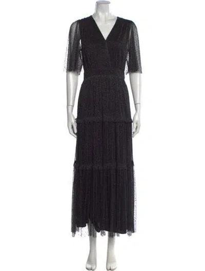 Pre-owned Ba&sh V-neck Long Dress W/ Tags In Black