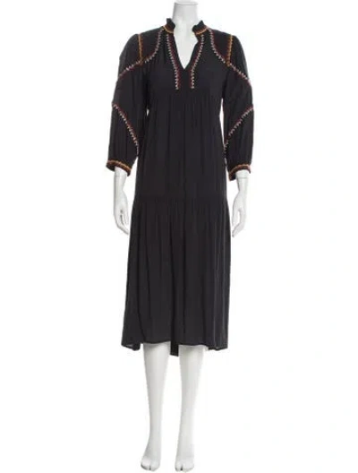 Pre-owned Ba&sh V-neck Long Dress W/ Tags In Black