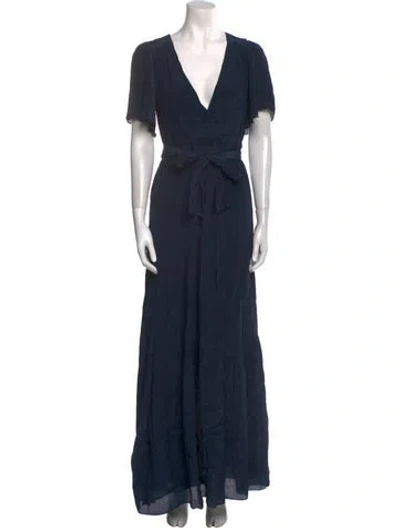 Pre-owned Ba&sh V-neck Long Dress W/ Tags In Blue