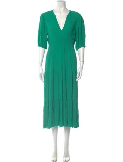 Pre-owned Ba&sh V-neck Long Dress W/ Tags In Green