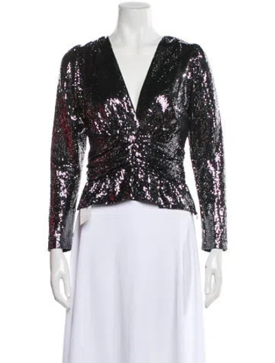 Pre-owned Ba&sh V-neck Long Sleeve Blouse In Black