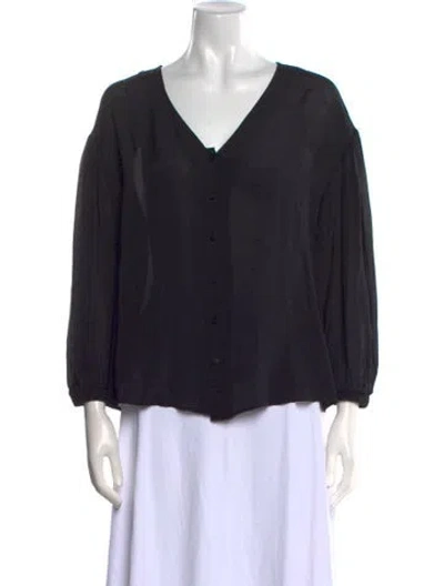 Pre-owned Ba&sh V-neck Long Sleeve Blouse In Black
