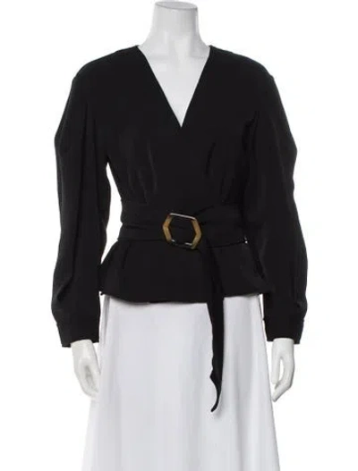 Pre-owned Ba&sh V-neck Long Sleeve Blouse In Black