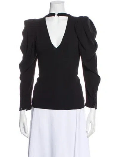 Pre-owned Ba&sh V-neck Long Sleeve Blouse In Black