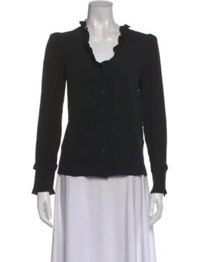 Pre-owned Ba&sh V-neck Long Sleeve Blouse In Black