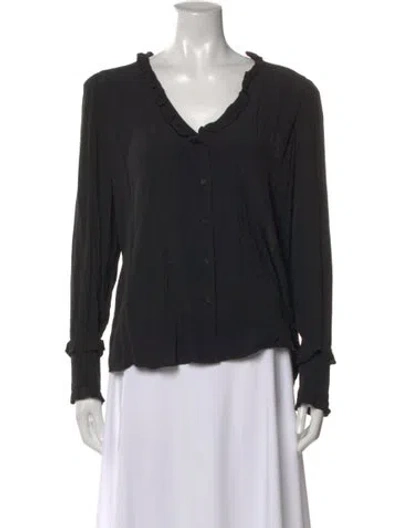 Pre-owned Ba&sh V-neck Long Sleeve Blouse In Black