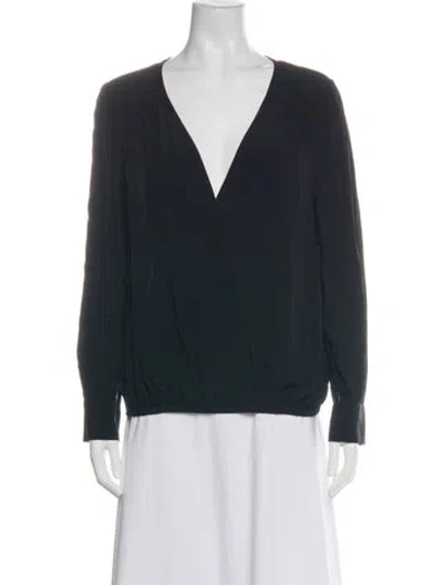 Pre-owned Ba&sh V-neck Long Sleeve Blouse In Black