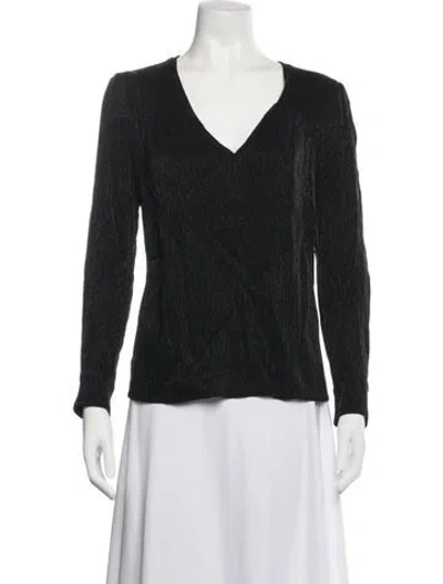 Pre-owned Ba&sh V-neck Long Sleeve Blouse In Black