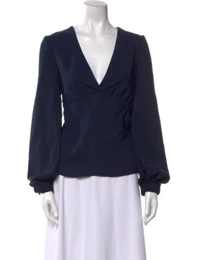 Pre-owned Ba&sh V-neck Long Sleeve Blouse In Blue