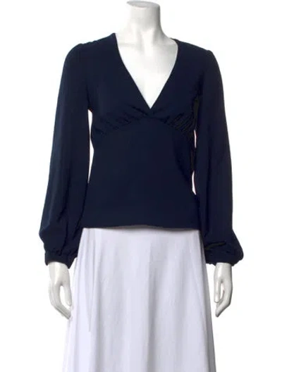 Pre-owned Ba&sh V-neck Long Sleeve Blouse In Blue