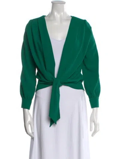 Pre-owned Ba&sh V-neck Long Sleeve Blouse In Green
