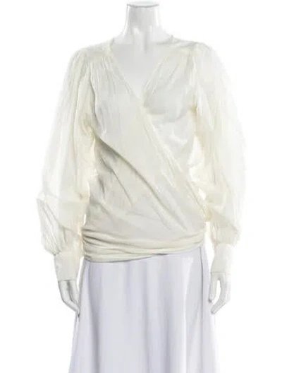 Pre-owned Ba&sh V-neck Long Sleeve Blouse In Neutral