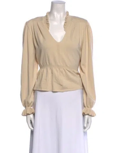 Pre-owned Ba&sh V-neck Long Sleeve Blouse In Neutral