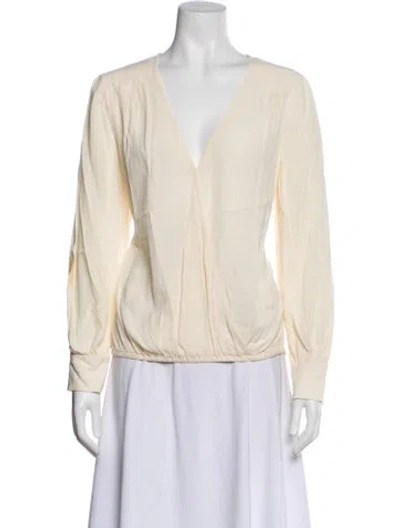 Pre-owned Ba&sh V-neck Long Sleeve Blouse In Neutral