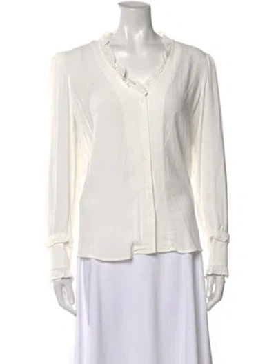 Pre-owned Ba&sh V-neck Long Sleeve Blouse In Neutral