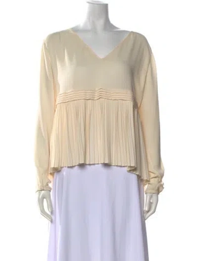 Pre-owned Ba&sh V-neck Long Sleeve Blouse In Neutral