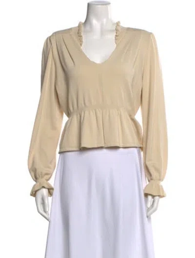 Pre-owned Ba&sh V-neck Long Sleeve Blouse In Neutral