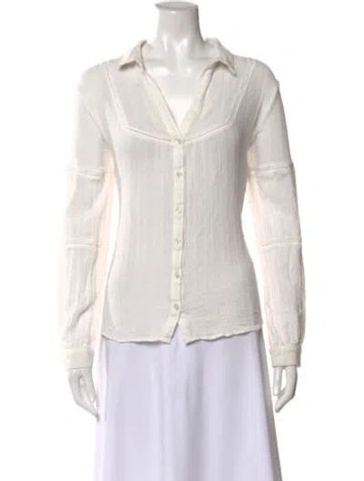 Pre-owned Ba&sh V-neck Long Sleeve Blouse In Neutral