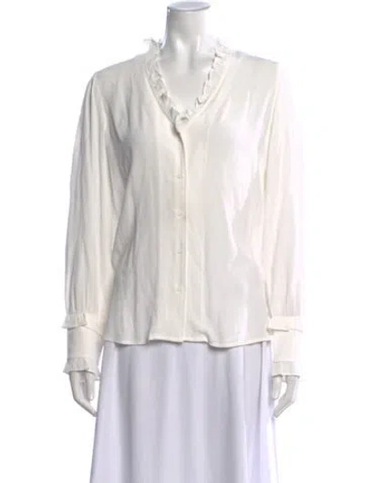Pre-owned Ba&sh V-neck Long Sleeve Blouse In Neutral