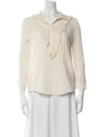 Pre-owned Ba&sh V-neck Long Sleeve Blouse In Neutral