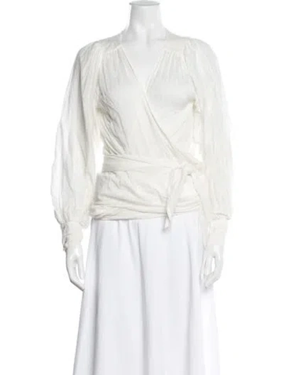 Pre-owned Ba&sh V-neck Long Sleeve Blouse In Neutrals