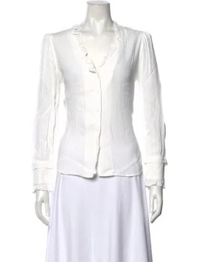 Pre-owned Ba&sh V-neck Long Sleeve Blouse In Neutrals