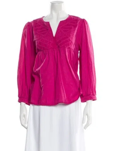 Pre-owned Ba&sh V-neck Long Sleeve Blouse In Pink