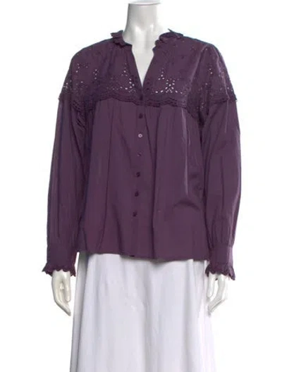 Pre-owned Ba&sh V-neck Long Sleeve Blouse In Purple
