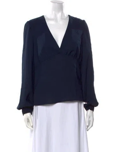 Pre-owned Ba&sh V-neck Long Sleeve Blouse W/ Tags In Blue
