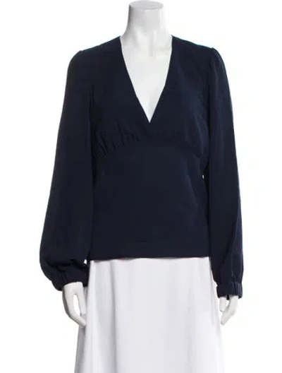 Pre-owned Ba&sh V-neck Long Sleeve Blouse W/ Tags In Blue
