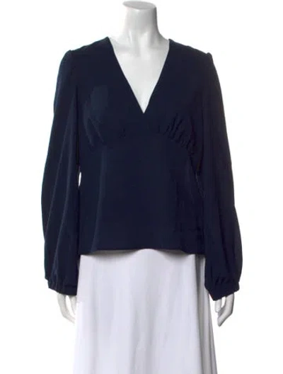 Pre-owned Ba&sh V-neck Long Sleeve Blouse W/ Tags In Blue