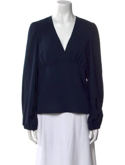 Pre-owned Ba&sh V-neck Long Sleeve Blouse W/ Tags In Blue
