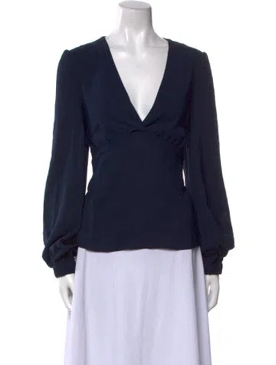 Pre-owned Ba&sh V-neck Long Sleeve Blouse W/ Tags In Blue
