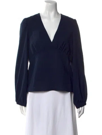 Pre-owned Ba&sh V-neck Long Sleeve Blouse W/ Tags In Blue