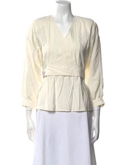 Pre-owned Ba&sh V-neck Long Sleeve Blouse W/ Tags In Neutral