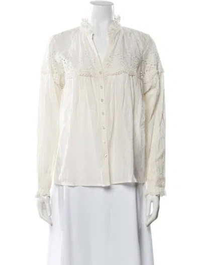 Pre-owned Ba&sh V-neck Long Sleeve Blouse W/ Tags In Neutral