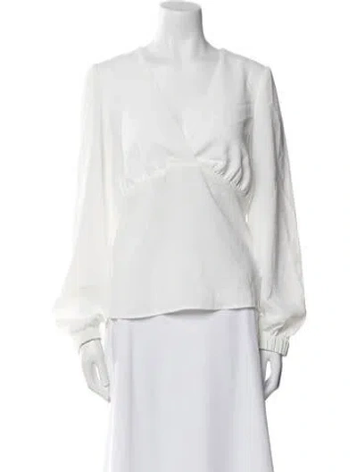 Pre-owned Ba&sh V-neck Long Sleeve Blouse W/ Tags In White