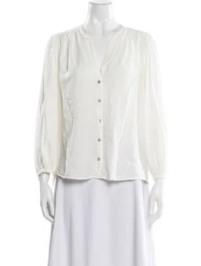 Pre-owned Ba&sh V-neck Long Sleeve Blouse In White