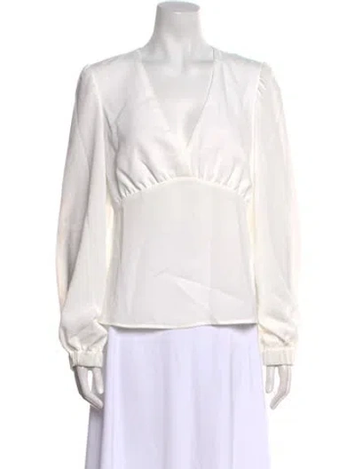 Pre-owned Ba&sh V-neck Long Sleeve Blouse In White
