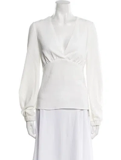 Pre-owned Ba&sh V-neck Long Sleeve Blouse In White