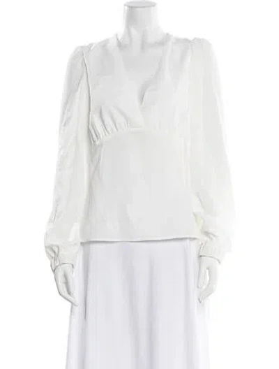 Pre-owned Ba&sh V-neck Long Sleeve Blouse In White