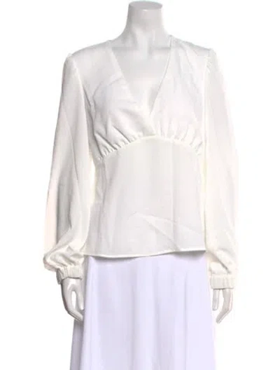 Pre-owned Ba&sh V-neck Long Sleeve Blouse In White