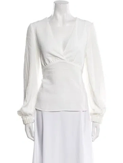 Pre-owned Ba&sh V-neck Long Sleeve Blouse In White